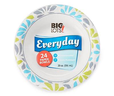 Big Lots Everyday Breezy Blossoms Print Paper Bowls (24 ct)