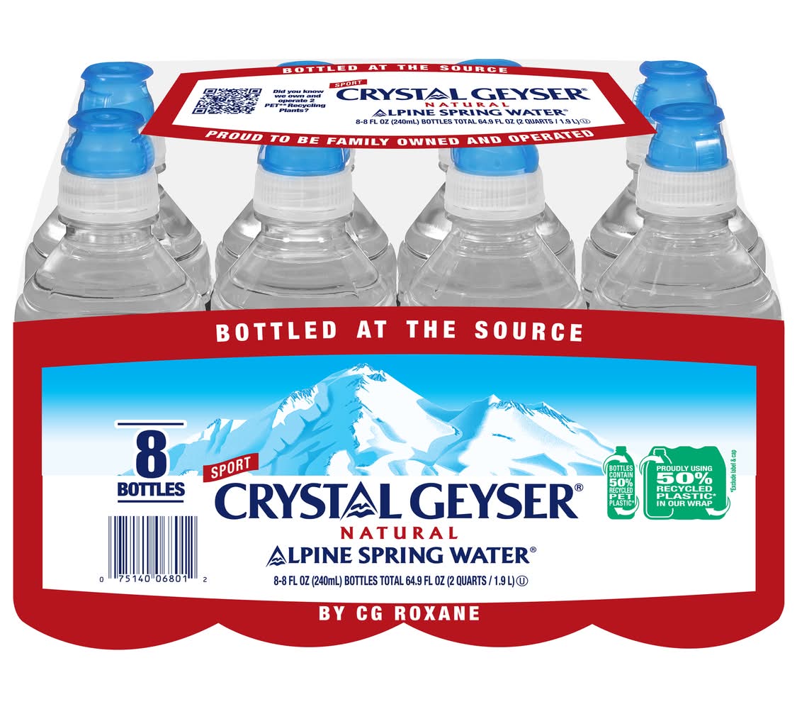 Crystal Geyser Natural Alpine Spring Water (8 x 8 fl oz)