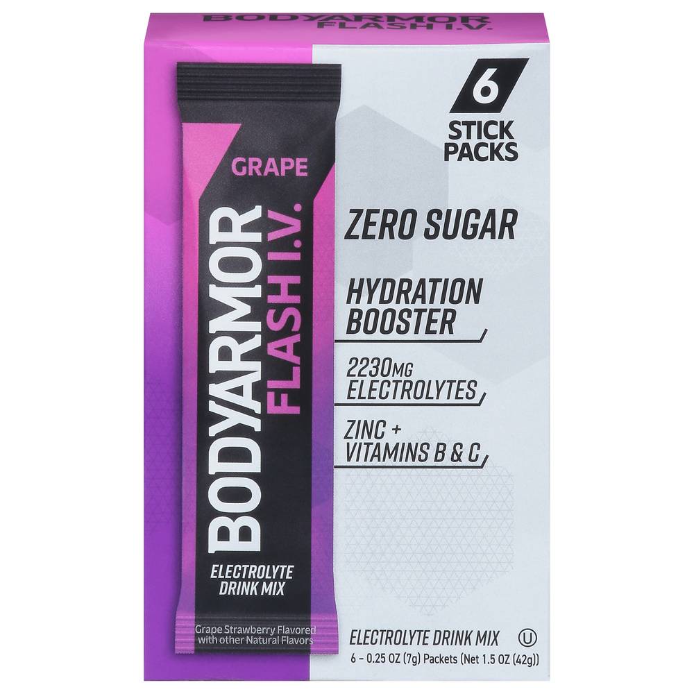 Bodyarmor Hydration Booster Electrolyte Drink Mix (6 pack, 0.25 oz) ( grape & strawberry)