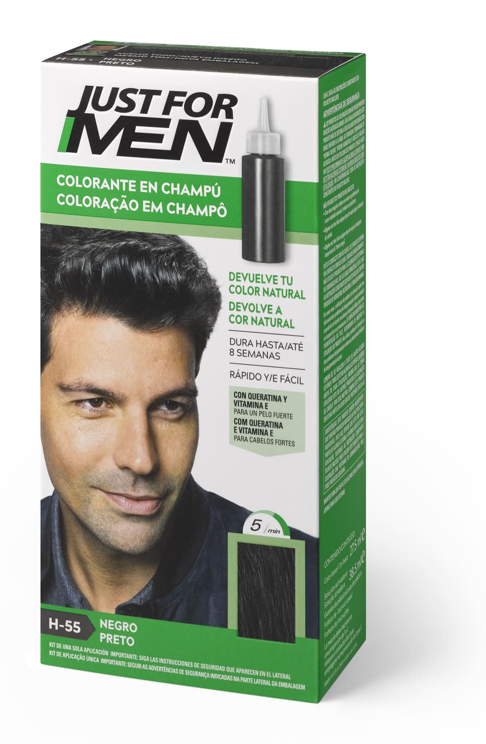 Colorante en champú · Just For Men - Negro H-55 (30 ml)