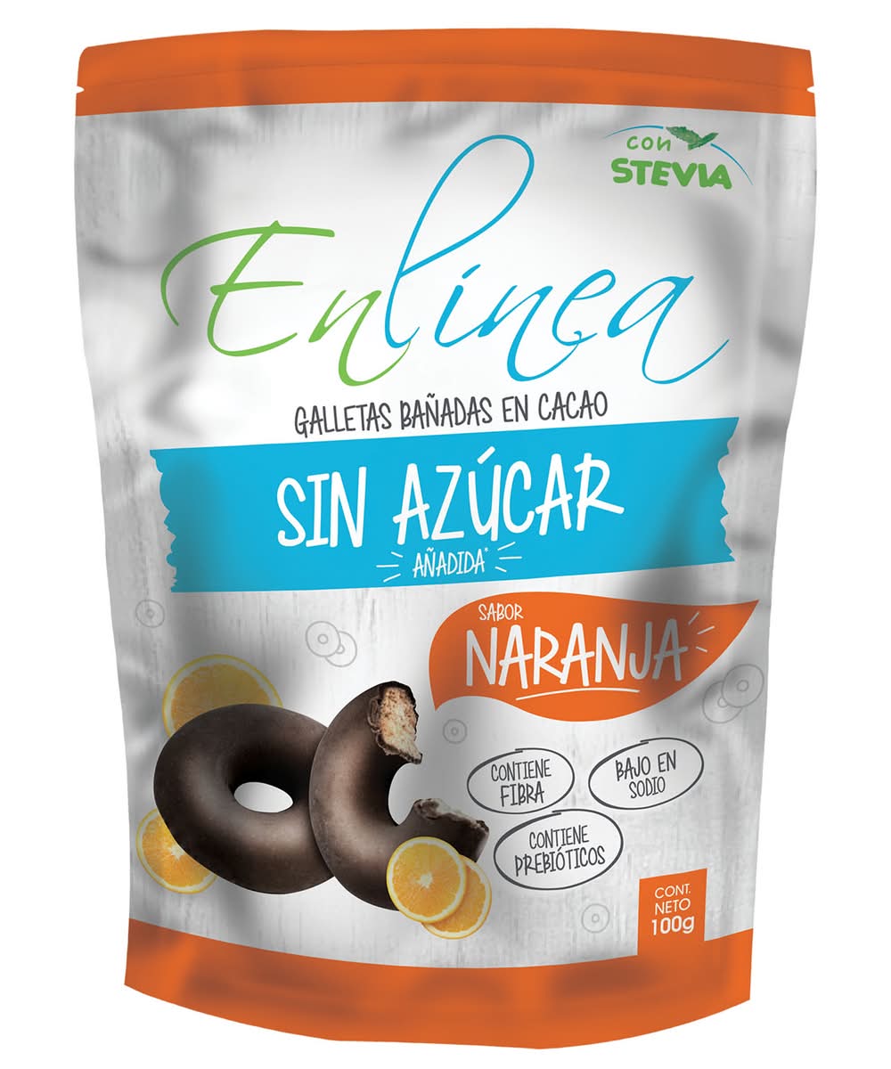 EnLínea · Galletas bañadas en cacao sabor naranja (100 g)