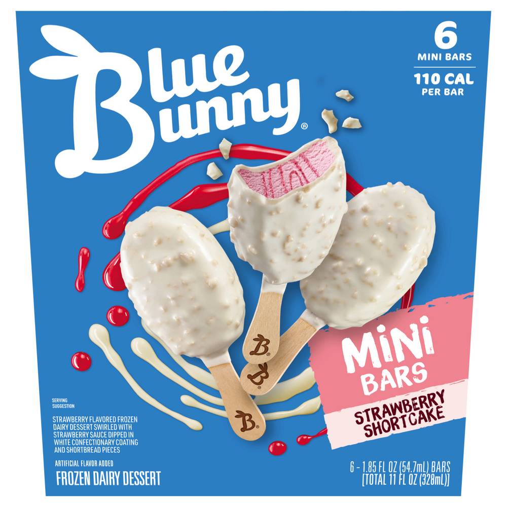 Blue Bunny Strawberry Frozen Mini Bars (1.85 fl oz, 6 ct)