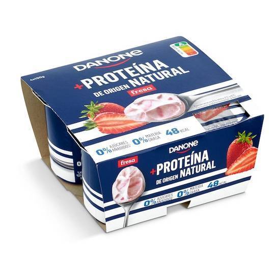 Yogur desnatado de proteínas sabor fresa Danone pack 4 x 100 g