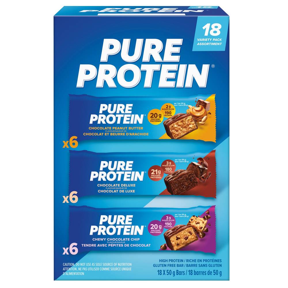 Pure Protein – Barres Protéinées, Saveurs Assorties, 18 × 50 G