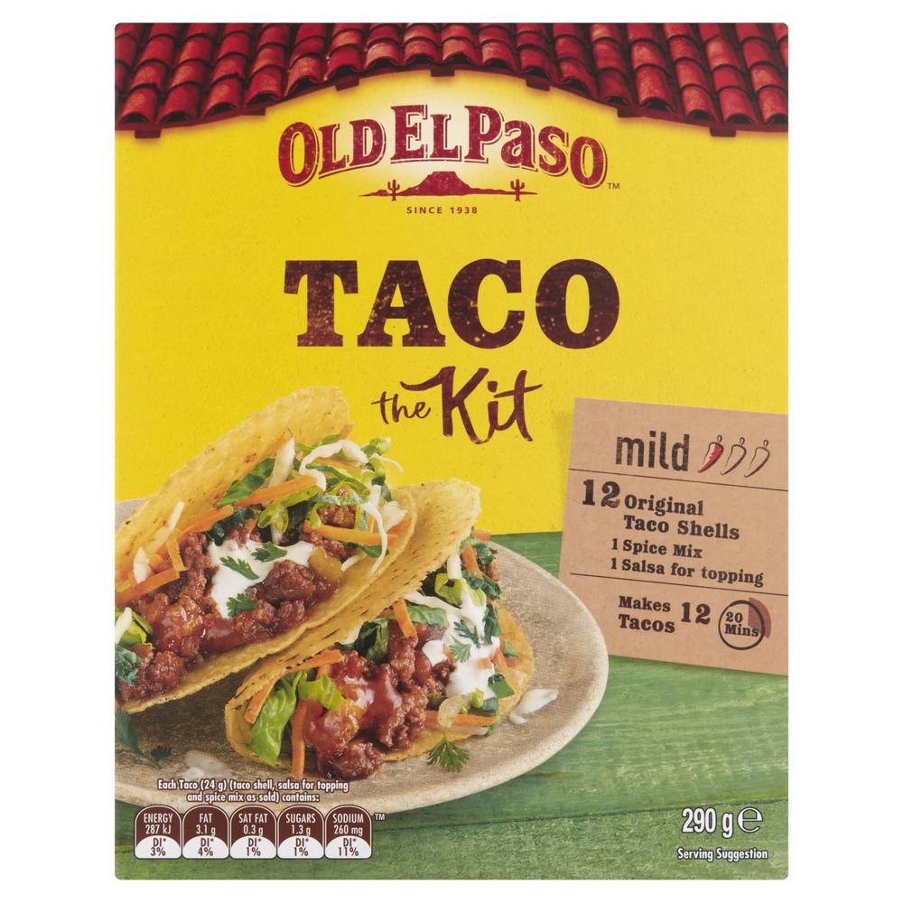 Old El Paso Mexican Style Sweet Paprika Taco Kit (290g, 12 pack)