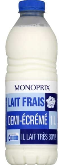 Monoprix - Lait frais demi écrémé (1L)
