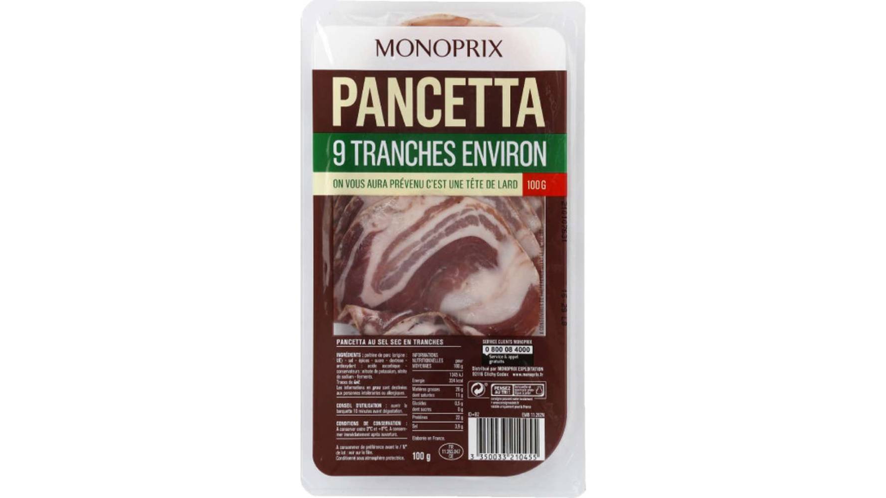 Monoprix - Pancetta au sel sec en tranches (9)