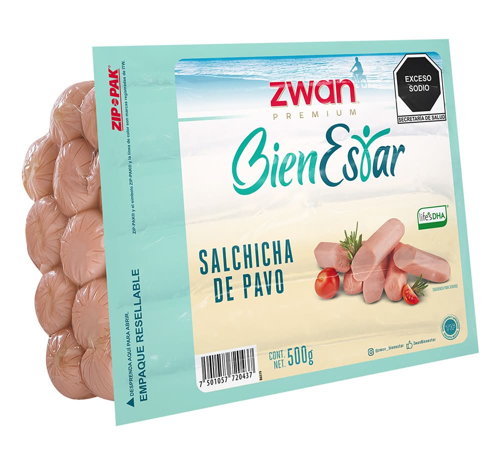 Zwan · Bienestar salchicha de pavo (500 g)