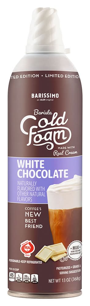 BARISSIMO Barista Cold Foam Coffee Creamer, White Chocolate (13 oz)