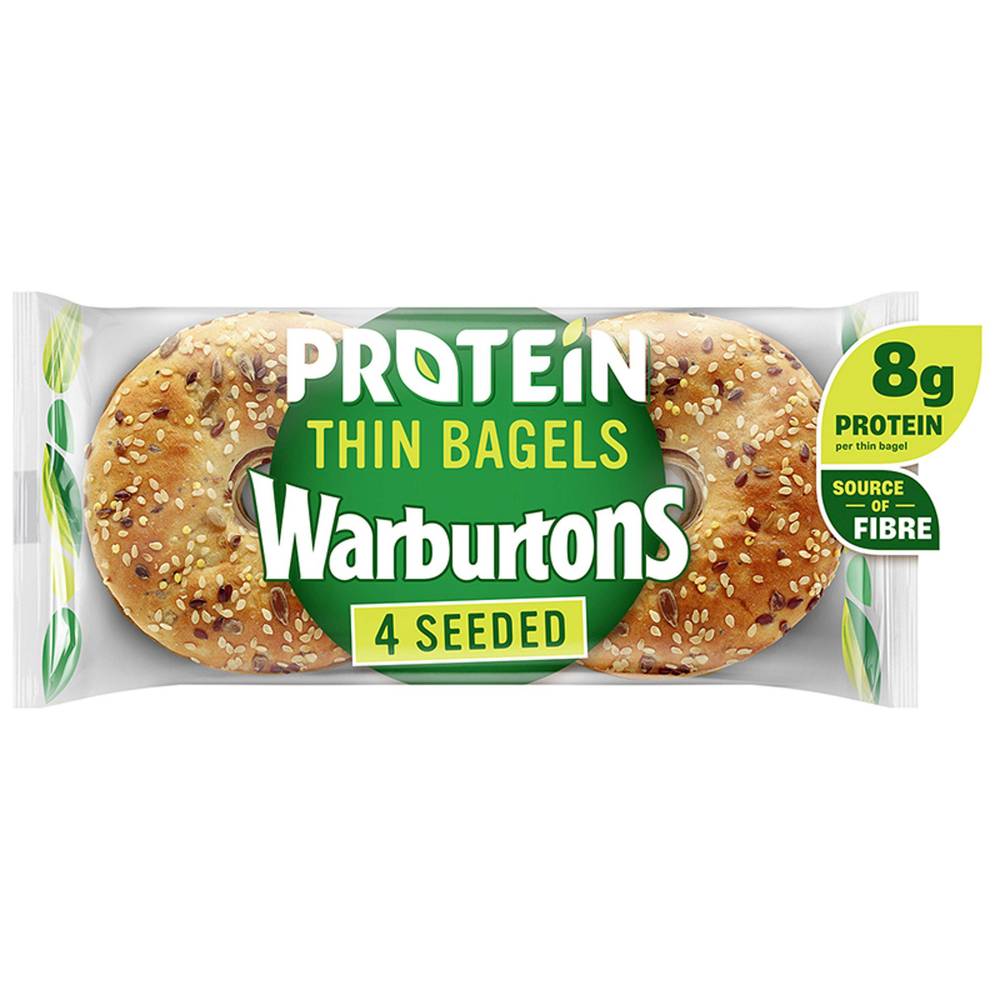 Warburtons 4 Seeded Protein Thin Bagels