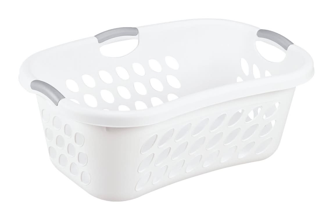 True Living Hip Hold Laundry Basket, White