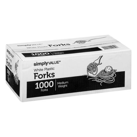 Simply Value Medium Weight White Plastic Forks (1000 ct)
