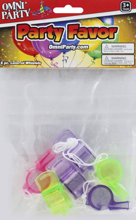 Omni Party Colorful Whistles (6 ct)