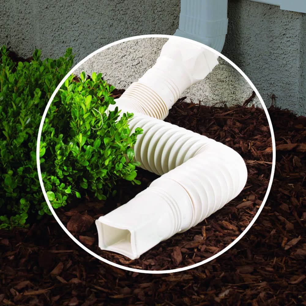 Amerimax Flex-A-Spout 4.5 In. H X 4.5 In. W X 55 In. L White Vinyl Downspout Extension
