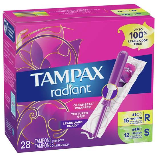 Tampax Radiant Unscented Tampons (28 units)