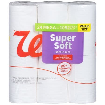 Walgreens Super Soft Septic Safe Mega Bath Tissues (24 pack)