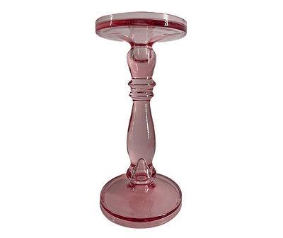 10.6" Pink Glass Candle Pedestal