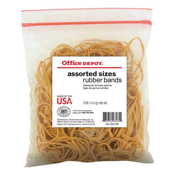 Office Depot Brand Rubber Bands, #54, Assorted Sizes, 1/4 Lb. Bag