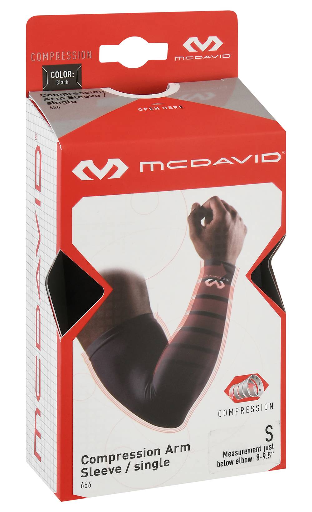 McDavid Small Black Single Compression Arm Sleeve Box, S, Black (0.04 lbs)