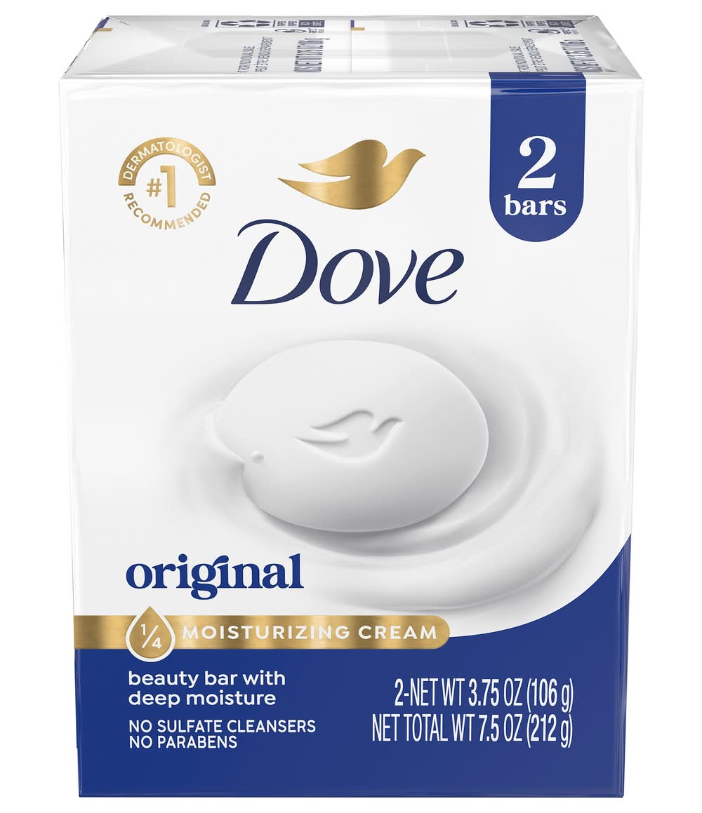 Dove Moisturizing Cream Beauty Bar Soap, Original (2 x 3.75 oz)