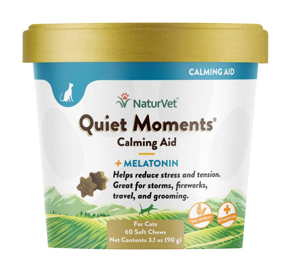 NaturVet Quiet Moments Calming Aid Plus Melatonin Cat Soft Chews (3.1 oz, 60 ct)