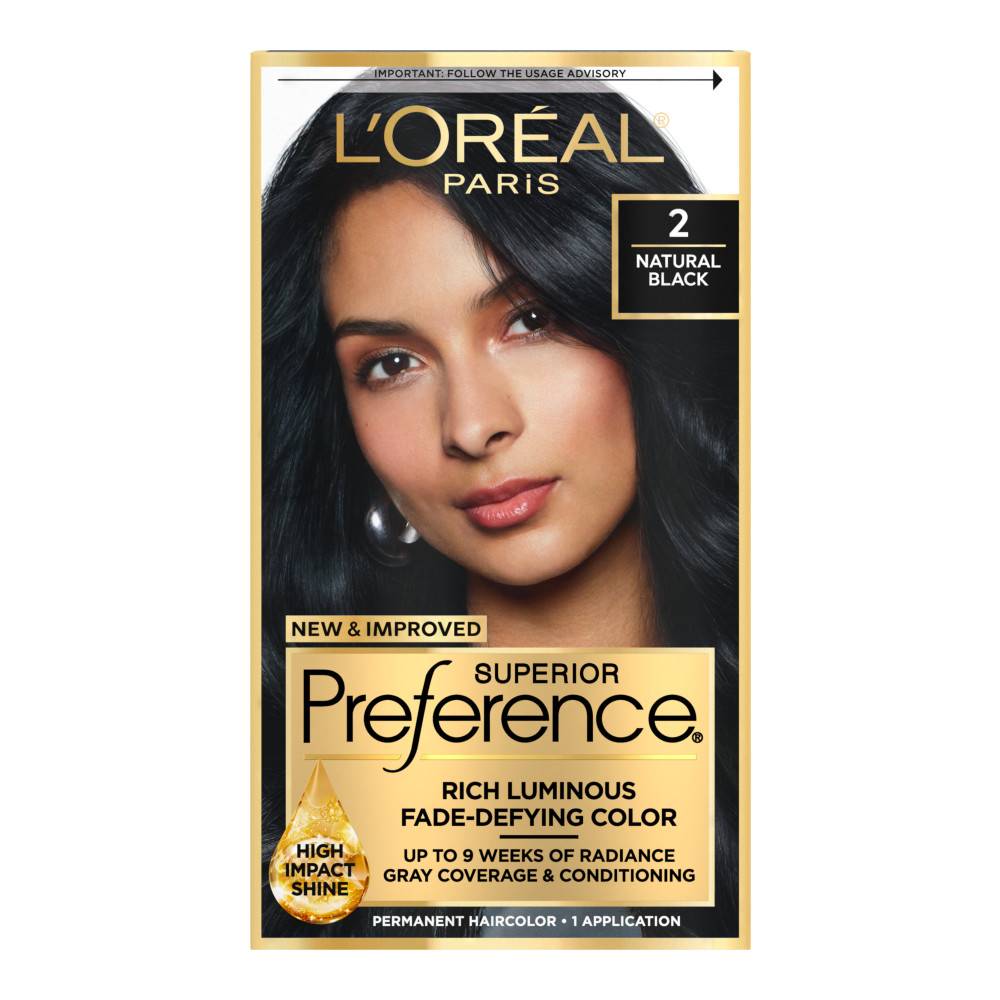 L'Oréal Superior Preference Luminous Fade Defying Permanent Hair Color, 2 Natural Black