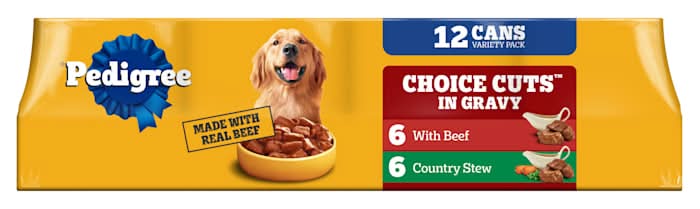 Pedigree Choice Cuts in Gravy with Beef Adult Soft Wet Dog Food Multipack, 13.2 oz., Count of 12