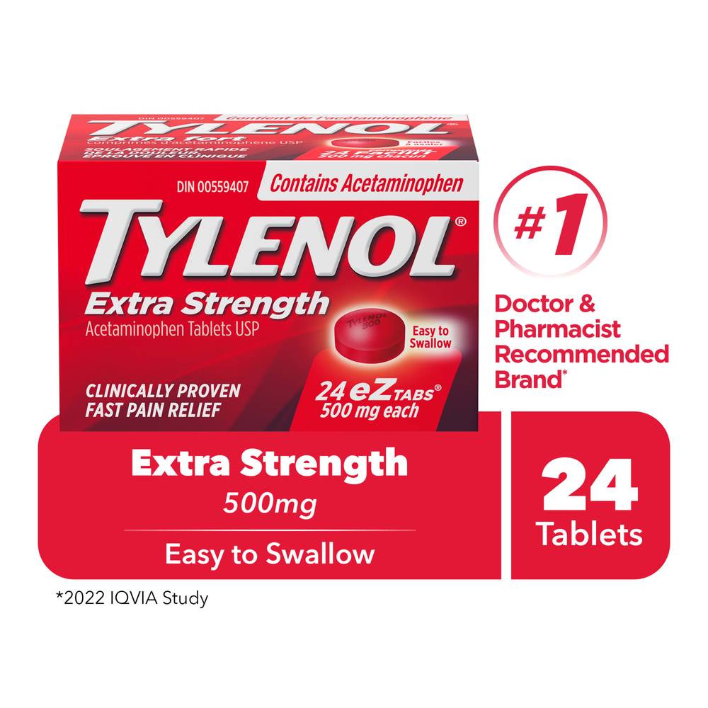 Tylenol Acetaminophen 500 mg Pain Relief Tablets (24 ct)