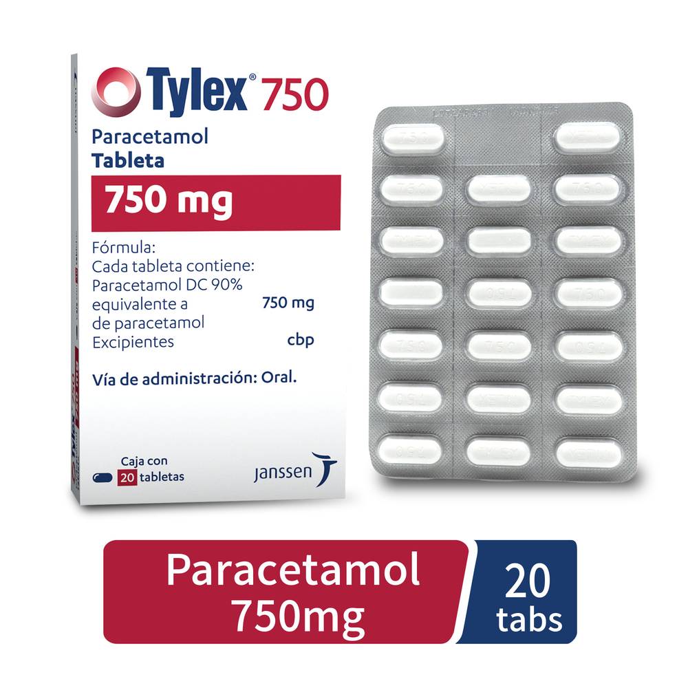 Janssen · Tylex paracetamol tabletas 750 mg (20 un)