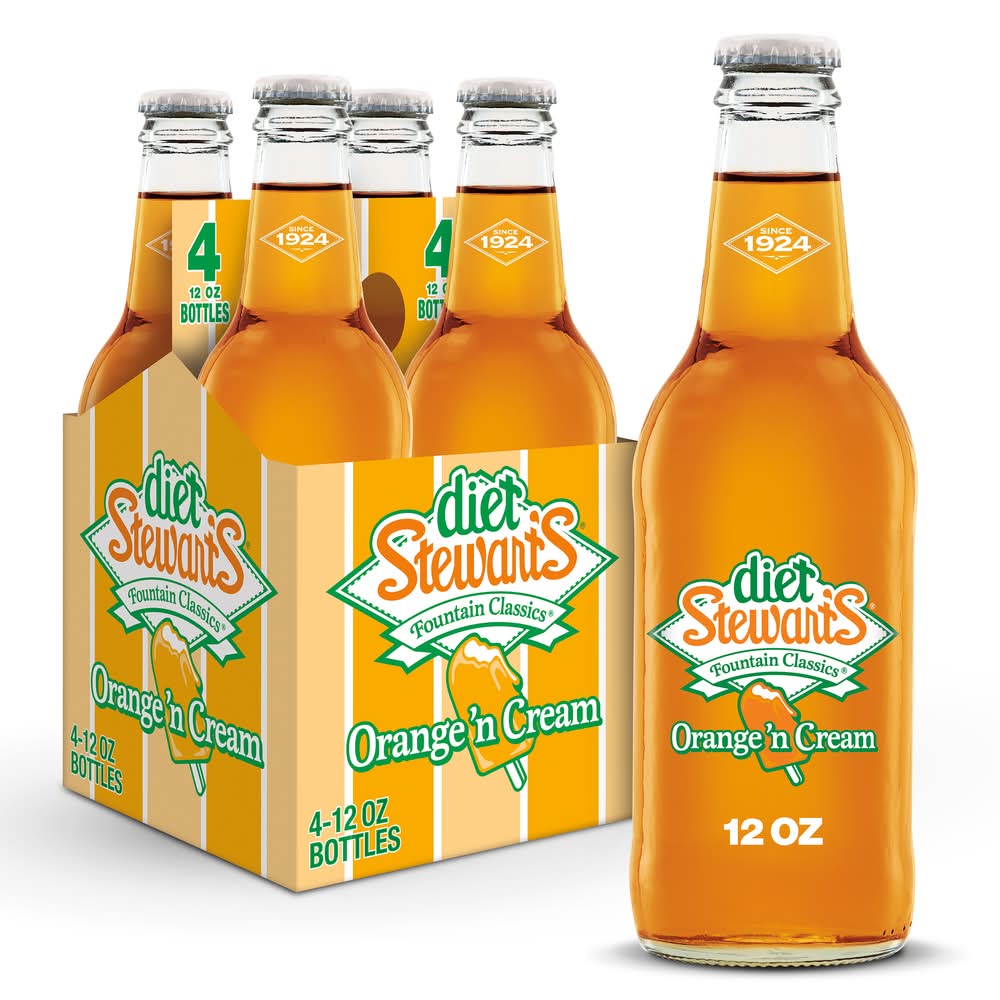 Diet Stewart's Orange 'N Cream Flavored Soda (4 x 12 fl oz)