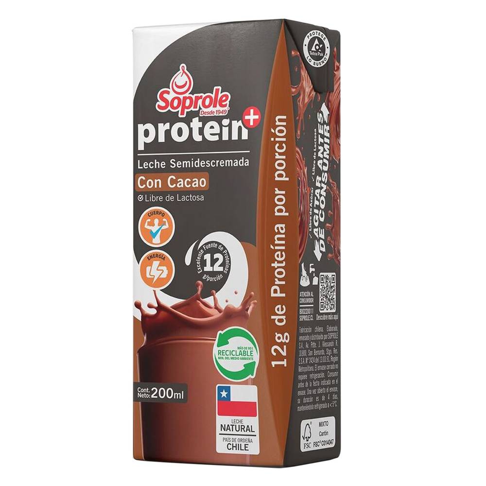 Soprole leche protein+ sabor chocolate (caja 200 ml)