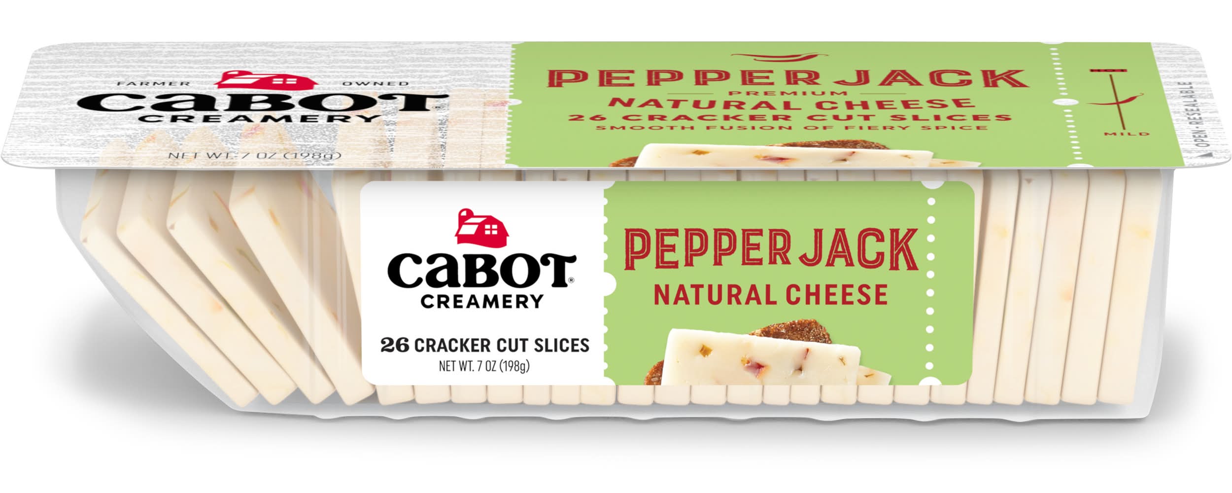 Cabot Creamery Cracker Cut Slices Pepper Jack Natural Cheese (7 oz, 26 ct)