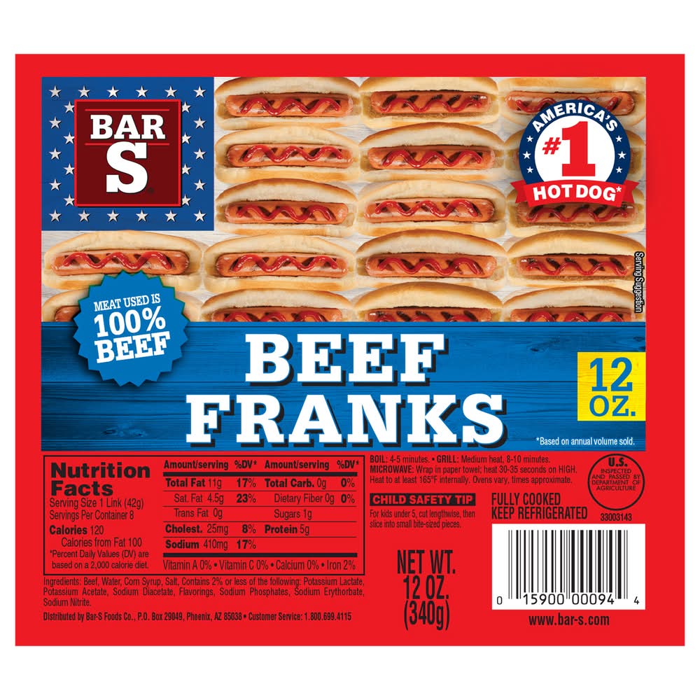 Bar-S Beef Franks Sausages (12 oz)