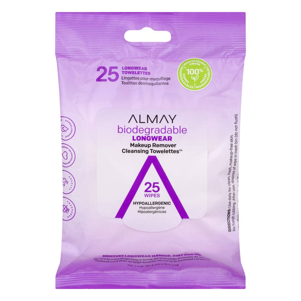 Almay Biodegradable Longwear Makeup Remover Cleansing Towelettes (25 ct)