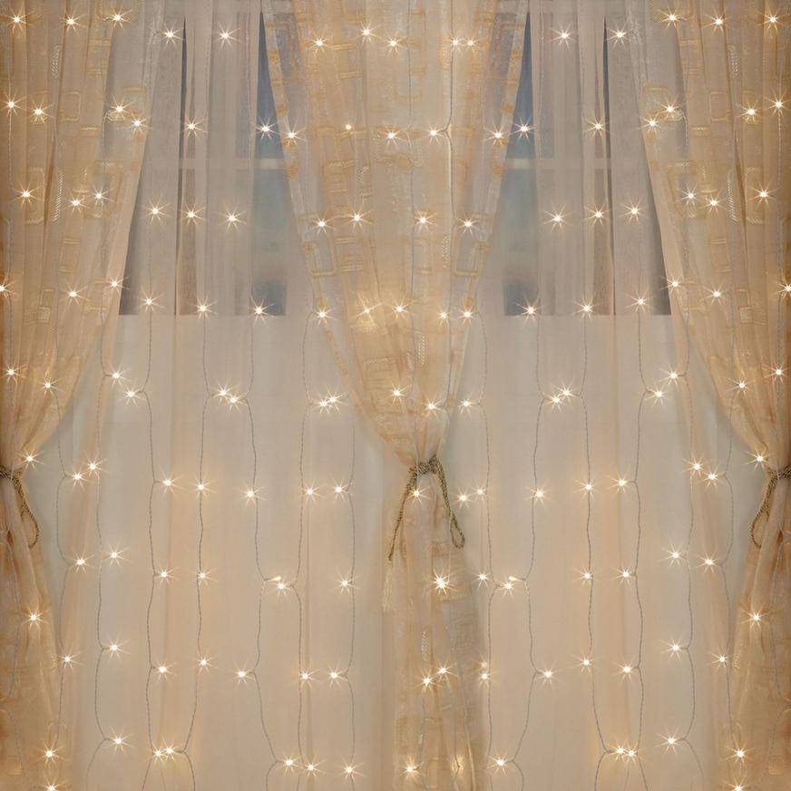 Party City Warm White Cascading Curtain Led String Lights (8 ct)