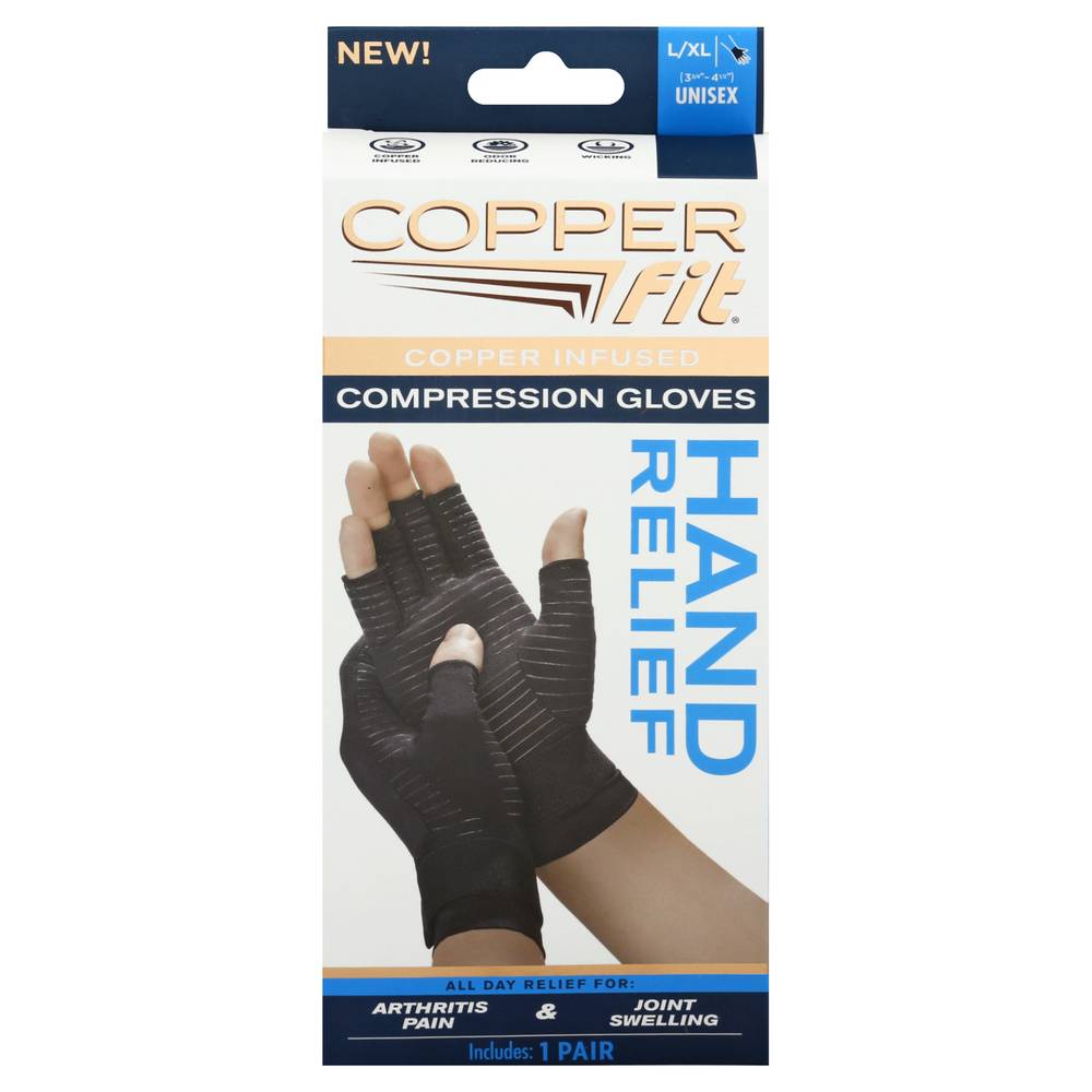 Copper Fit Unisex L/Xl Copper Infuse Compression Gloves (3.2 oz)