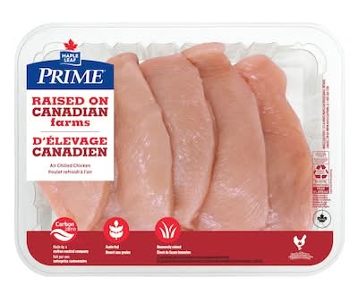 Maple Leaf Poitrines De Poulet Desosses, Sans Peau En Tranches, D'Élevage Canadien / Boneless Skinless Sliced Chicken Breasts, Raised On Canadian Farms 1.0 EA