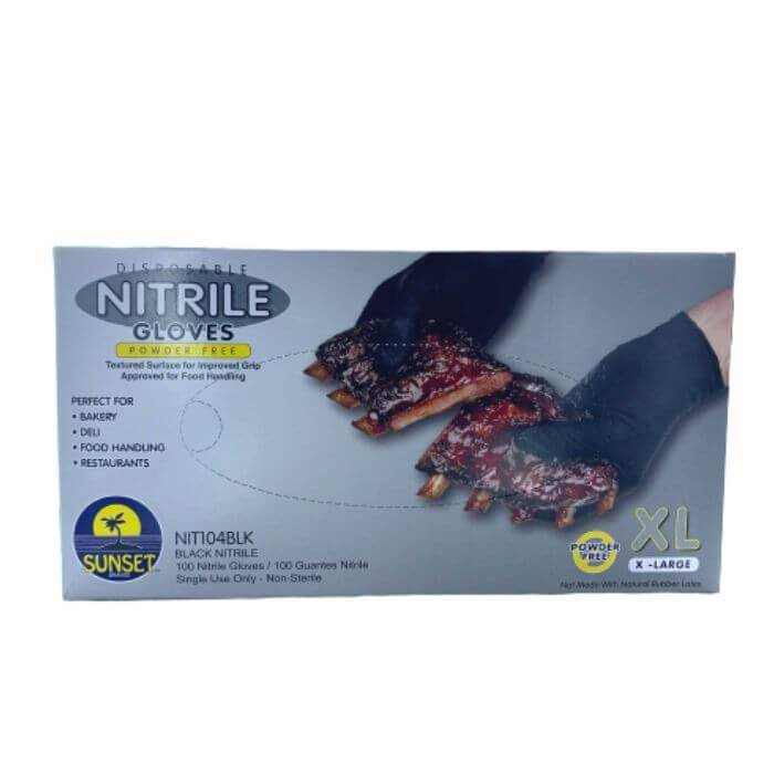 Sunset - Nitrile Glove, Powder Free, XL Black - 100 Ct (100 Units)