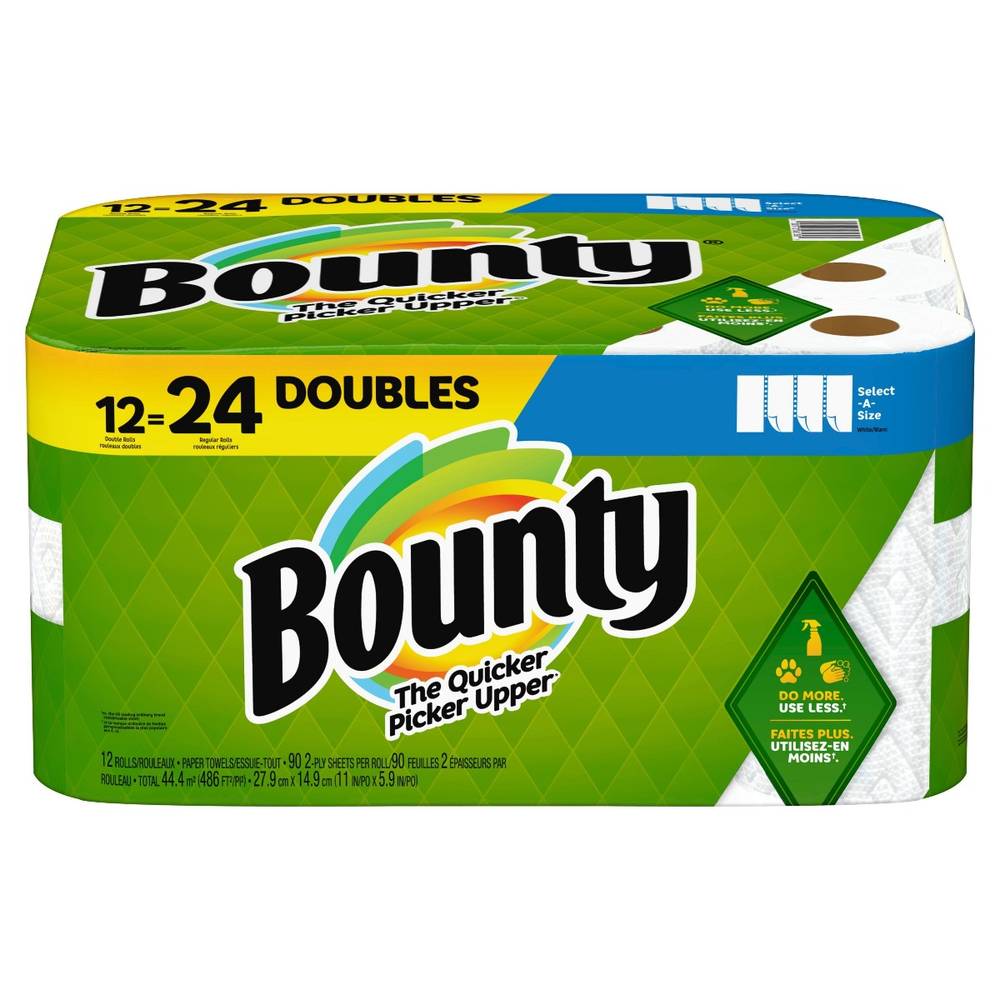 Bounty  White Paper Towels 1/12  90 CT (Case of 1)