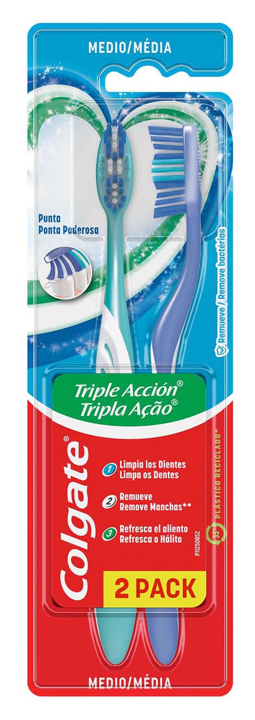 Colgate · Triple acción cepillo dental, Medio (2 un)