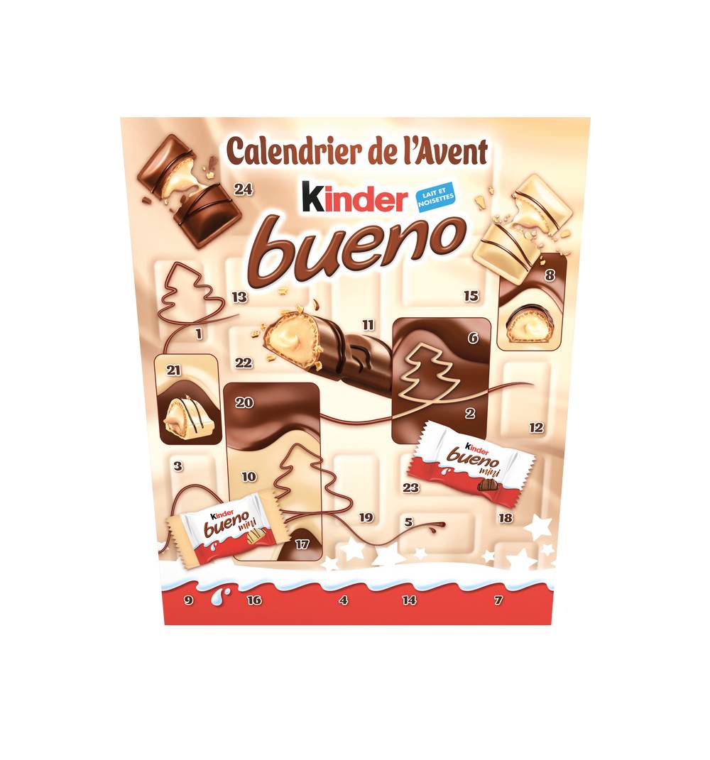 Kinder - Bueno calendrier de l'avent barres chocolatées lait et blanc (24)