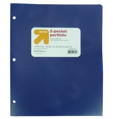 up&up 2 Pocket Portfolio Folder, Blue