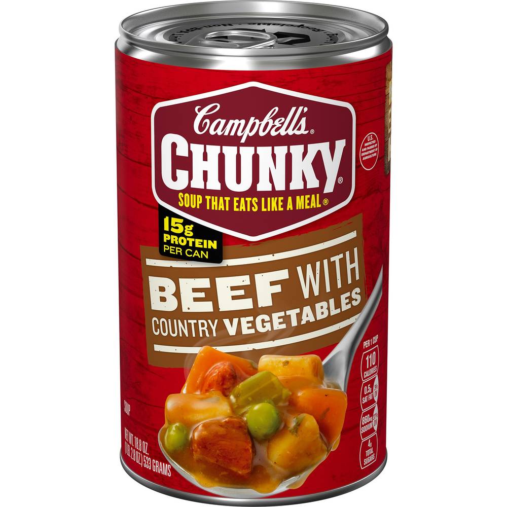 Campbell'S Chunky Soup, Beef Soup With Country Vegetables, Can, 18.8 Oz