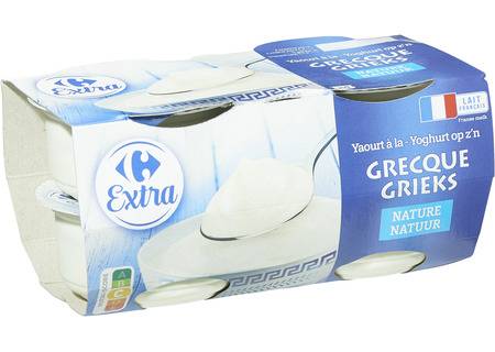 FID - Yaourt à la grecque nature CARREFOUR EXTRA - les 4 pots de 150g