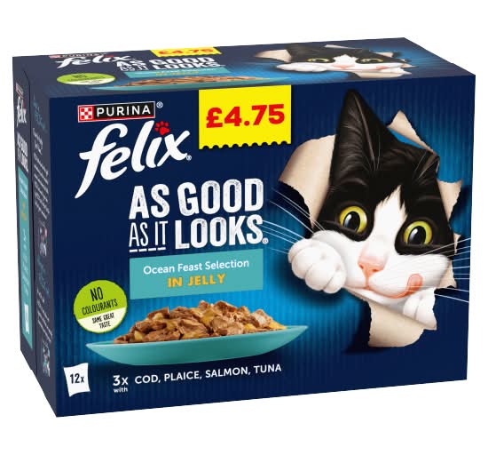 Purina Felix As Good As It Looks Ocean Feasts Selection in Jelly Wet Cat Food (12 x 85g)