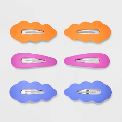 Cat & Jack Soft Touch Covered Snap Clips, L (6 ct)