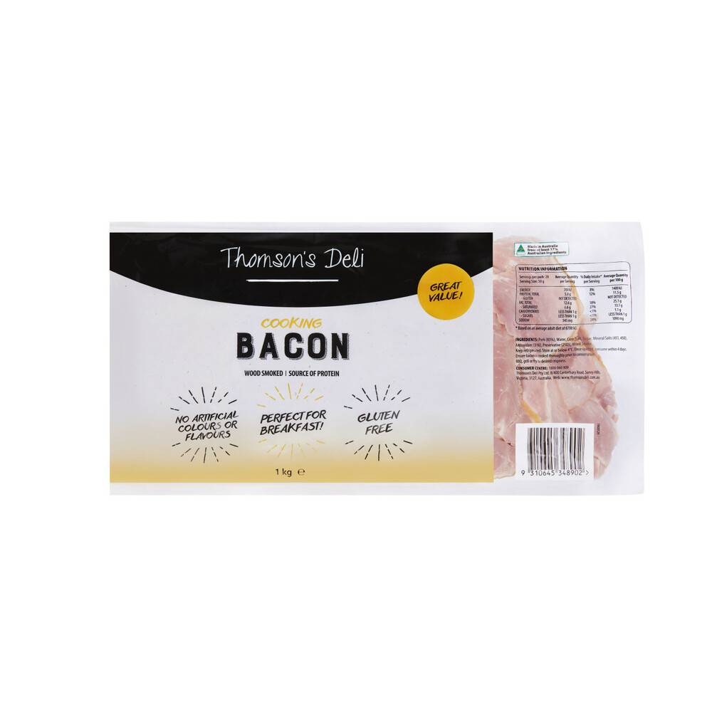 Thomson's Deli Cooking Bacon 1kg