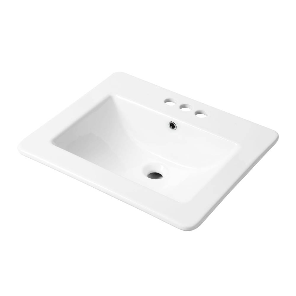 allen + roth Vitreous China Drop-In Rectangular White Bathroom Sink (21.26-in x 18.5-in) | ML-20522