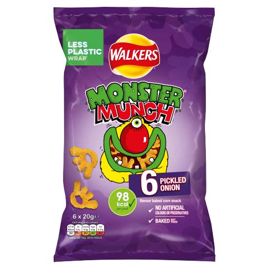 Walkers Monster Munch Multipack Snacks (pickled onion) (6 pack)