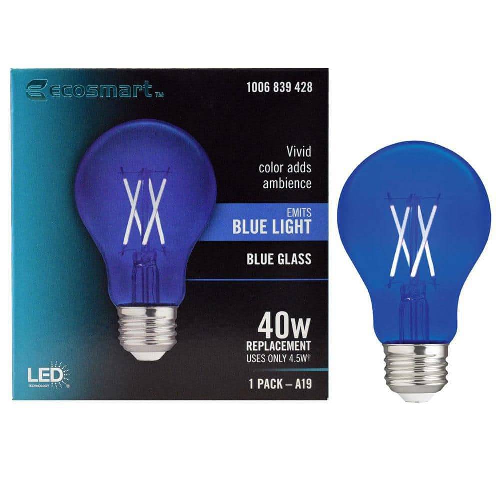 EcoSMART 40-Watt Equivalent A19 Dimmable Filament Led Light Bulb, Blue